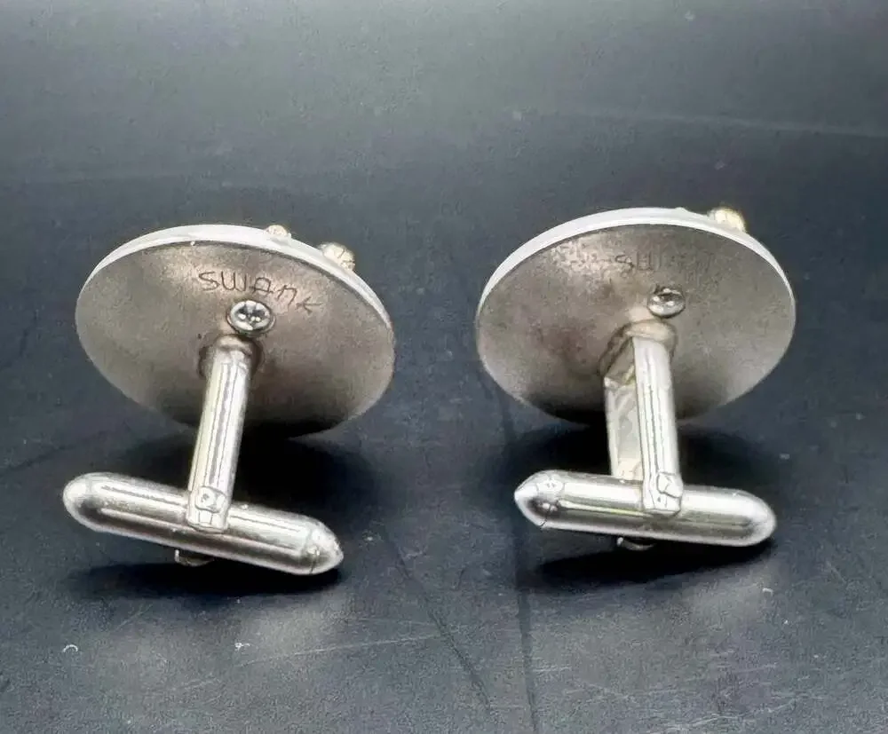 Vintage Swank Basketball Player Cufflinks in Two-Tone Silver and Gold
